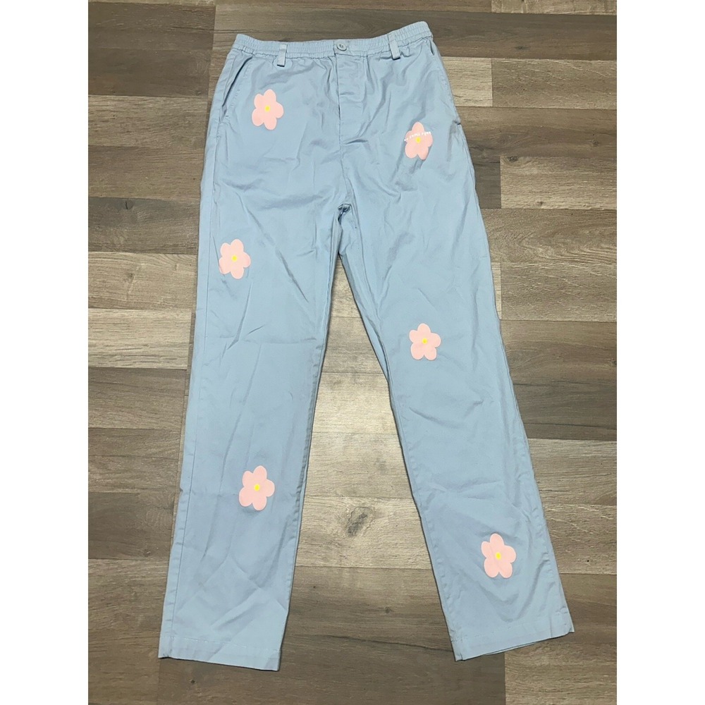 BSR by Samii Ryan Women's Blue Floral Flower Pants - Size M